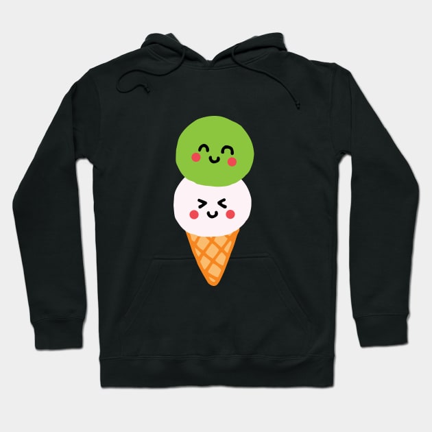 Kawaii Matcha & Vanilla Ice Cream Hoodie by cheekimori